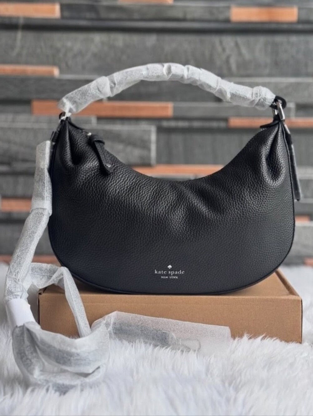 NWT Kate Spade KP883 Selene Pebbled Leather Shoulder Bag Crossbody In Black